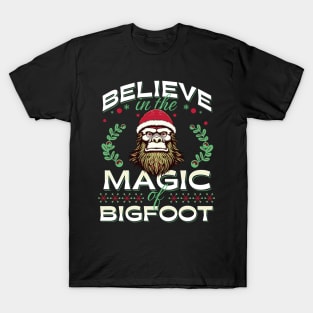 Believe in the Magic of Christmas Santa Bigfoot T-Shirt